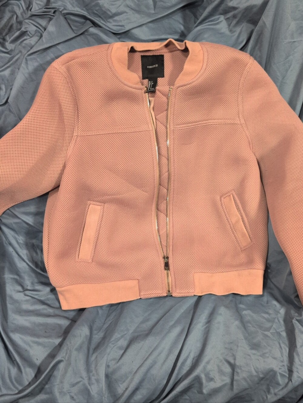 Forever 21 Blush Pink Textured Bomber Jacket